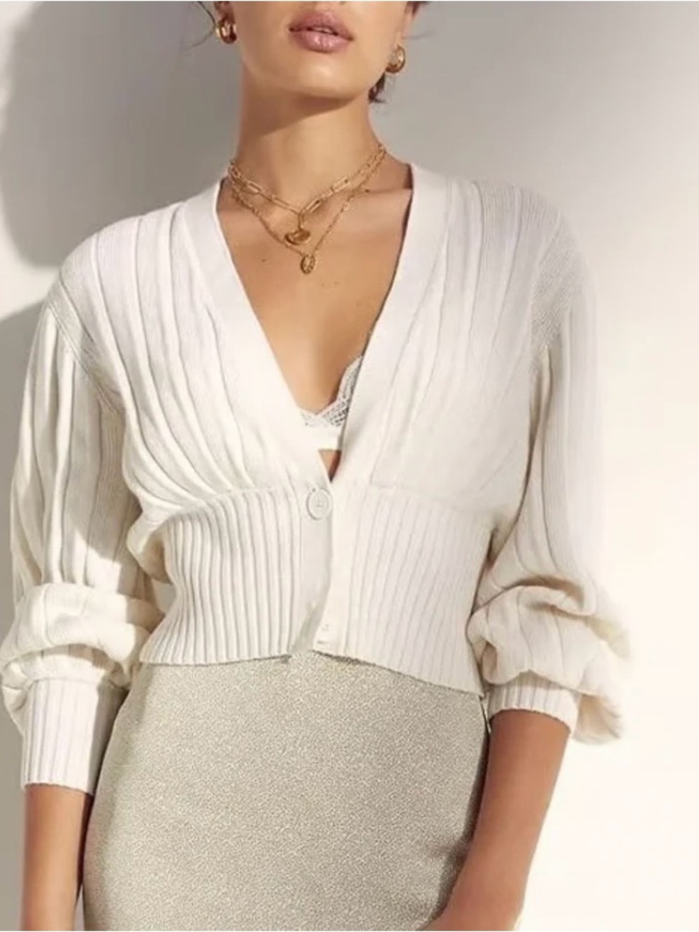 Wilfred Thais Ribbed Cardigan in Ivory